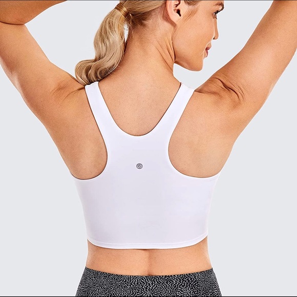 CRZ YOG High Neck Sports Bra Racerback Crop Top/Yoga Tank Top/Built in Bra - Picture 2 of 4